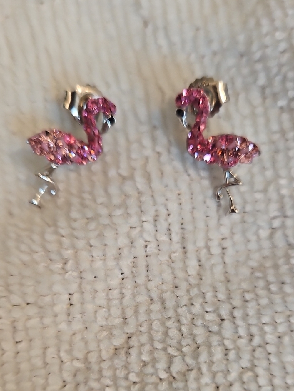 Pink Crystal Flamingo Stud Earrings - Unbranded